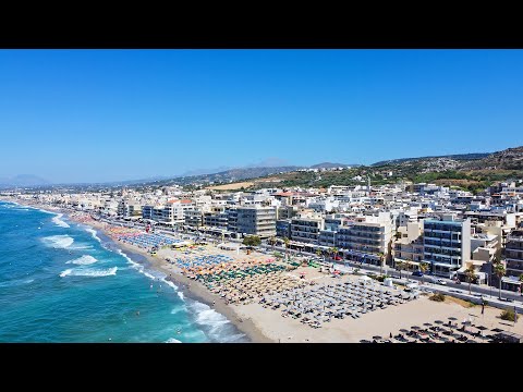 Rethymnon beach promenade, old town and Fortezza