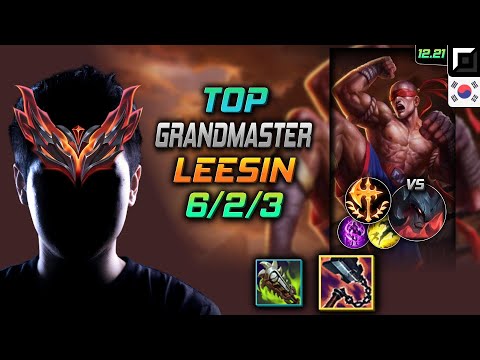 GrandMaster Top Lee Sin Build Goredrinker Conqueror - Lee Sin Top vs Aatrox - LOL KR 12.21