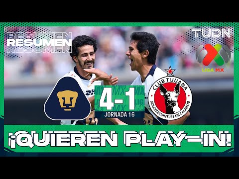 Highlights and goals | Pumas 4-1 Tijuana | Liga MX - Matchday 16 Apertura 2025 | TUDN