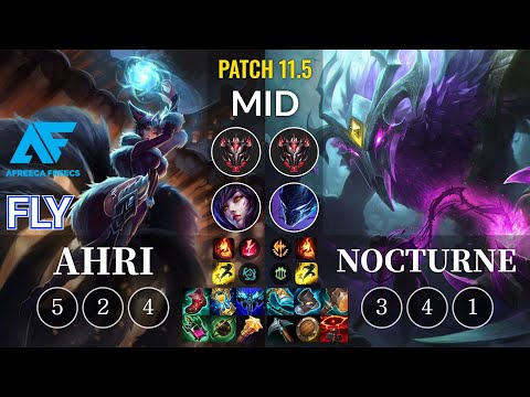 AF Fly Ahri vs Nocturne Mid - KR Patch 11.5