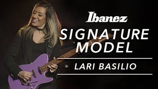 Lari Basilio and her Ibanez LB1 signature guitar