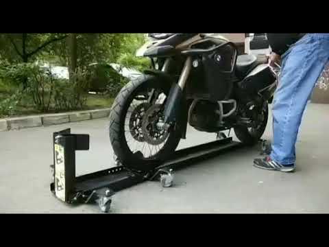 Garage motorcycle dolly mover with wheel chock