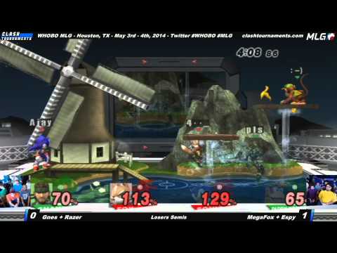 WHOBO MLG - MegaFox + Espy vs Gnes + Razer - Losers Semis - SSBB