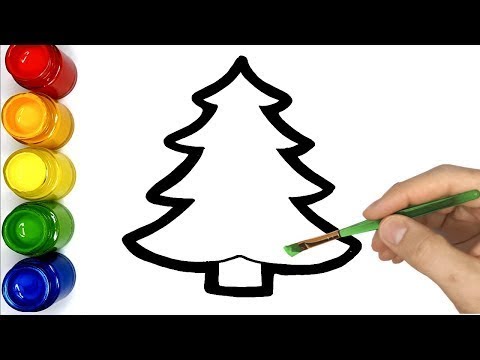 Dessiner un sapin de Noël pour bébé - Coloriage et Paillettes