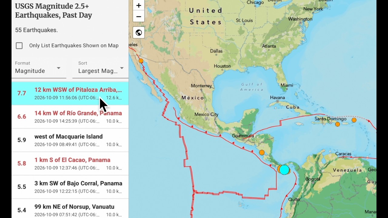 Earthquake Watch Hits: M7.7 in Panama