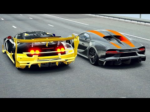 Bugatti Veyron GTR vs Bugatti Chiron SS 300+ at Drag Race 20 KM
