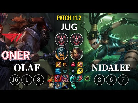 T1 Oner Olaf vs Nidalee Jungle - KR Patch 11.2