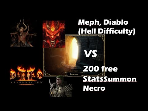 Weak Summon Necro vs Hell Mephisto and Diablo || Diablo 2 Resurrected online