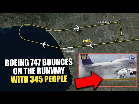 Lufthansa Boeing 747 BOUNCES TWICE and GOES AROUND [Real ATC Audio and Footage]