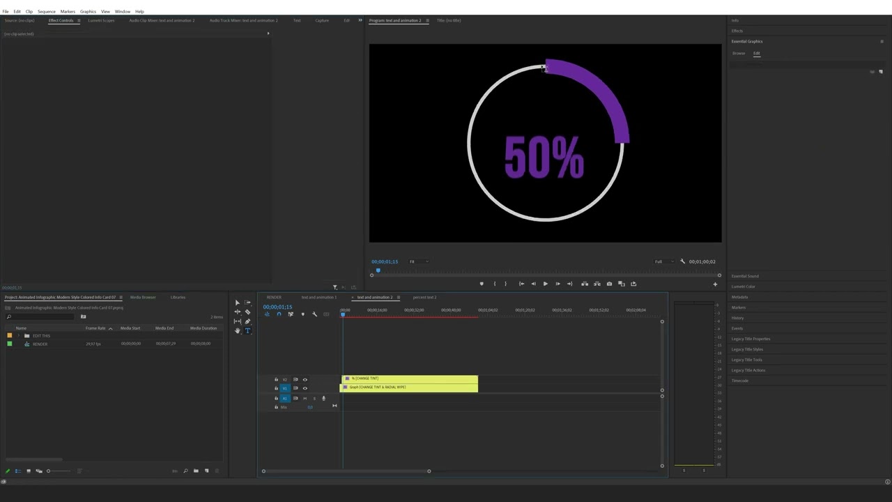 How to edit the Animated Infographic Modern Style Colored Info Card 07 in Premiere Pro