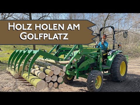 Brennholz machen, verladen + sägen John Deere 4049M | Stihl MS 441 | Humbaur HTK 3500.31