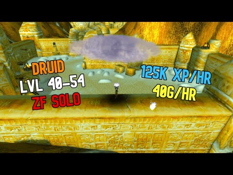 Classic WoW - DRUID SOLO FARM ZF GY 40-54! 125k xp/hr