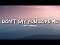 Fifth Harmony Don T Say You Love Me Lyrics Lyrics Video