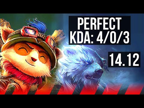 TEEMO vs VOLIBEAR (TOP) | 4/0/3, 1700+ games | EUW Master | 14.12