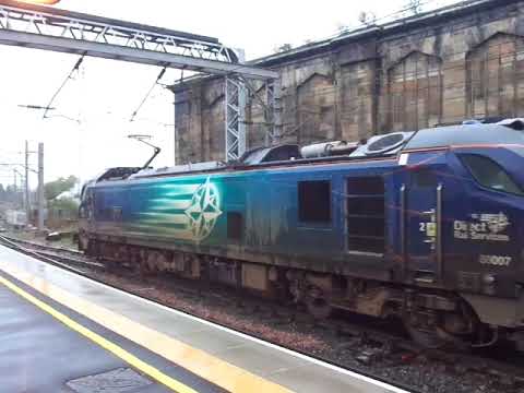 The Class 88 DRS No.88007 'Electra' with Network Rail Engineers Train was passed by at Carlisle.