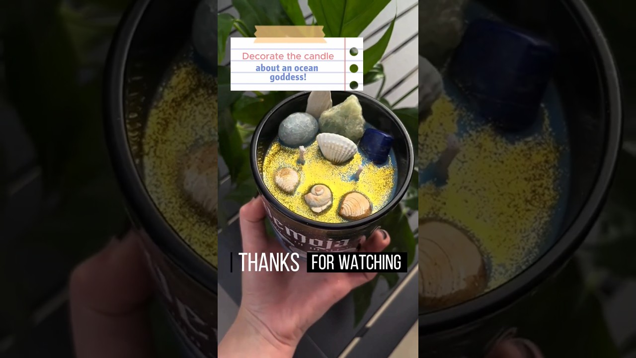 Let's decorate the candle about an ocean goddess!#candlemaking#candels#diy#crystalshop#smallbusiness