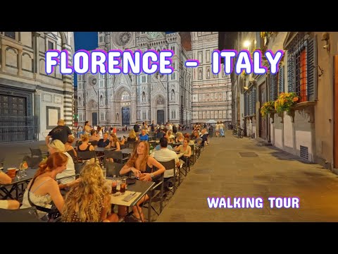 Night Walking Tour 4K Florence | Evening Stroll Through the Historic City