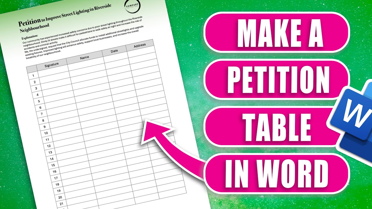 Make a Professional Petition Form in Word — Title on Every Page!