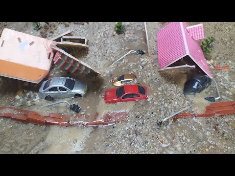 Emergency Drainage And Breaking Small Brick Model Near Town [ Diorama Dam Break ] #2