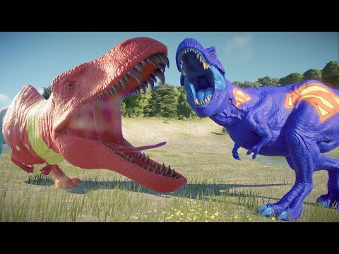 New Superman T-Rex  Vs Wonder Woman Acro Vs Spiderman Spino, Flash I-Rex- Jurassic World Evolution 2