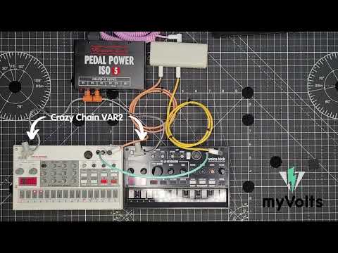Powering 2 x Korg Volcas noiselessly with myVolts CrazyChain