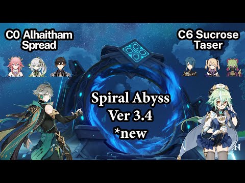 C0 Alhaitham Spread - C6 Sucrose Taser | 3.4 Spiral Abyss Floor 12 (9 stars)