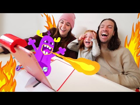 PET MONSTER PROBLEMS!!  Learning at home routine with Adley and Osmo, bring art to life app magic!