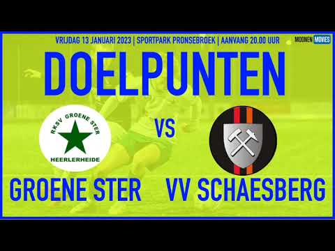 Pegel in de kruising voor Groene Ster in de oefenwedstrijd tegen VV Schaesberg.