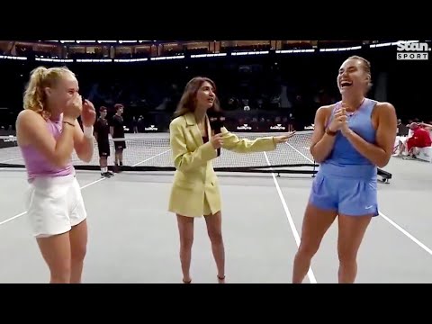 Aryna Sabalenka & Mirra Andreeva Laughing in post match interview - World Tennis League 2024