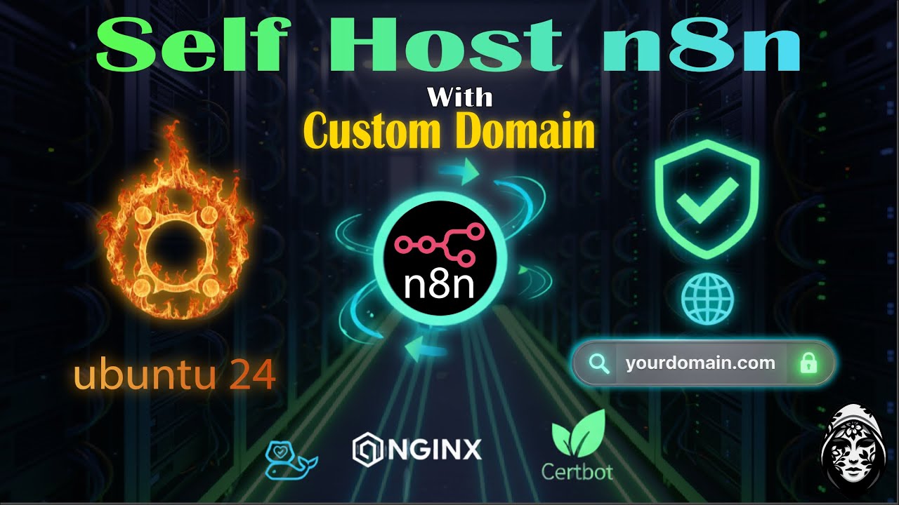 Self Host n8n + Custom Domain + SSL Certificate on Ubuntu 24.04 Server Docker(nginx, certbot, n8n)
