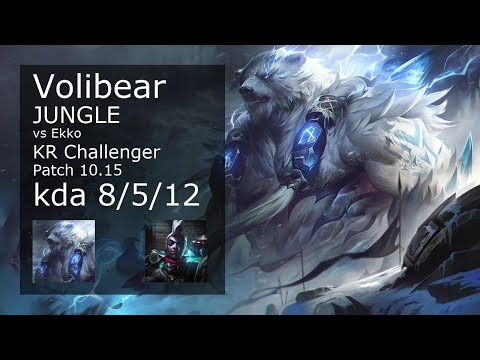 Volibear vs Ekko Jungle - KR Challenger 8/5/12 Patch 10.15 Gameplay // [롤] 볼리베어 vs 에코 정글