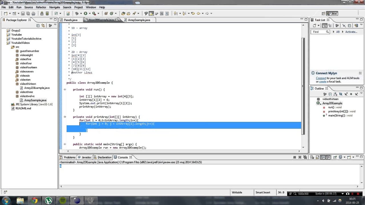 Java programming - Video 13 - 2D Arrays
