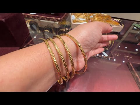 Tanishq Latest 4 Bangles Set Designs/Daily Wear Gold Bangle Designs/Light Weight Gold Bangles/Deeya