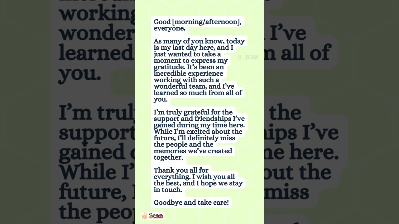 Farewell speech model|learn english