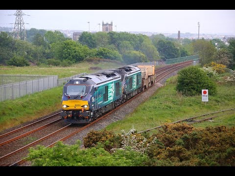 68024 & 68017 on 6C46 pass Workington Docks    24/05/17