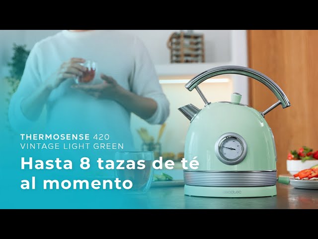 Chaleira elétrica Cecotec ThermoSense 420 Light Green 1,8L 2200W aço inoxidável vintage video