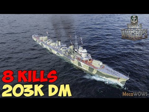 World of WarShips | Yūgumo | 8 KILLS | 203K Damage - Replay Gameplay 4K 60 fps