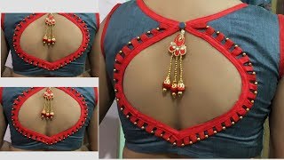 Beautiful Blouse Back Neck Design cutting and stic
