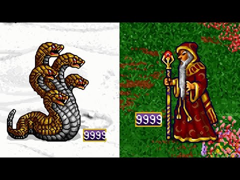 9999 Hydras vs 9999 Mages - Heroes of Might and Magic 2 Battle (No Kiting)