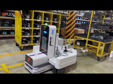 AMR  Transports Towing Carts in Automotive Facility | FlexQube