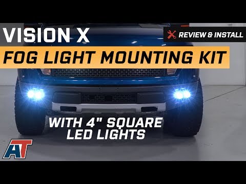 2010-2014 F150 Vision X Fog Light Mounting Kit w/ 4\" Square LED Lights Review & Install