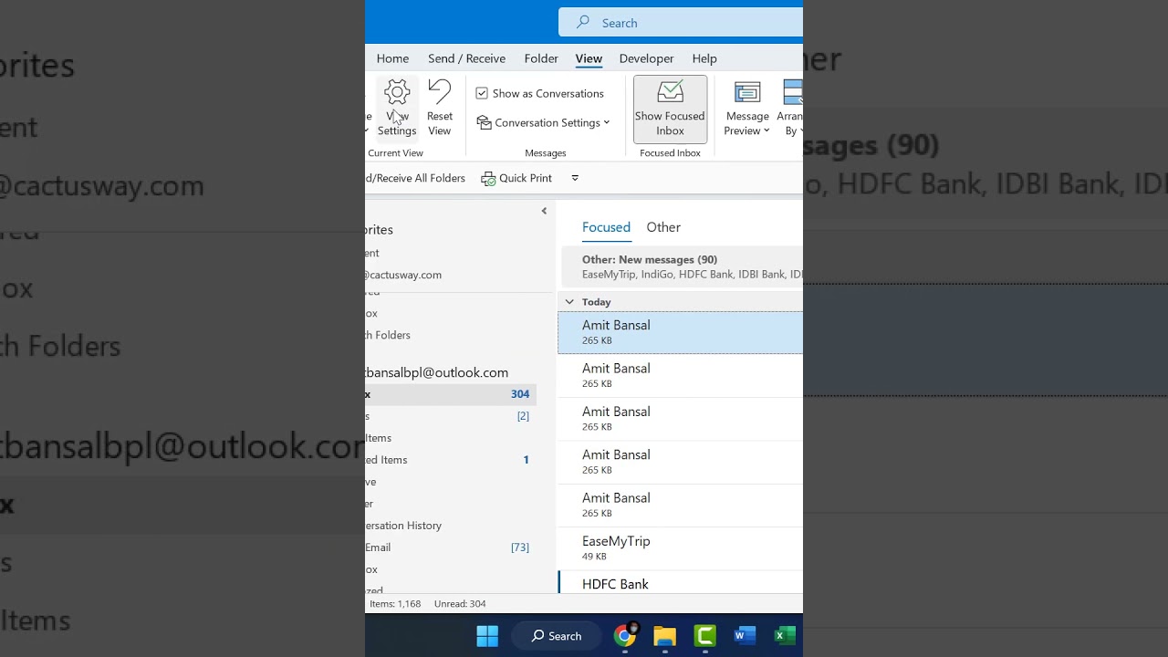 What is a subject line in Outlook?