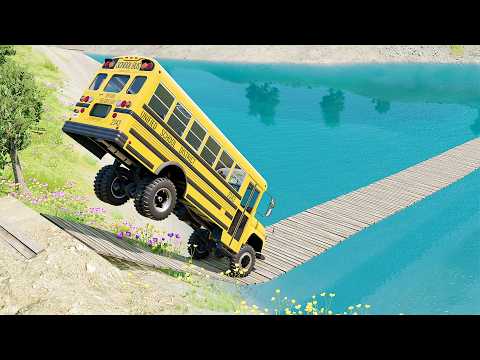 Mobil vs Suspension Bridge #14 - BeamNG Drive