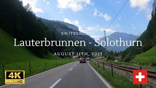 Sunny Drive from Lauterbrunnen to Solothurn, Switzerland 4k