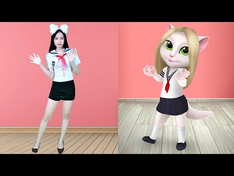 Imitate Angela Students Dance - My Talking Angela In The Real Life