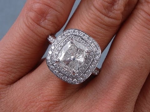 3.05 ctw Cushion Cut G SI2 Diamond Engagement Ring - BigDiamondsUSA