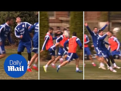 Messi and team-mates keepy up sprint drills at last international meet - Daily Mail