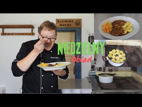 Niedzielny obiad - kluski śląskie , schab w sosie śliwkowym, kapusta