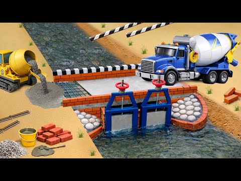 DIY Mini Truck Builds a Heavy-Load Concrete Bridge with Dual Modern Floodgates | Science Project