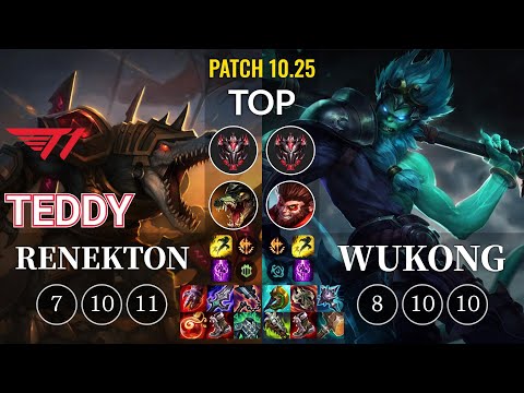 T1 Teddy Renekton vs Wukong Top - KR Patch 10.25